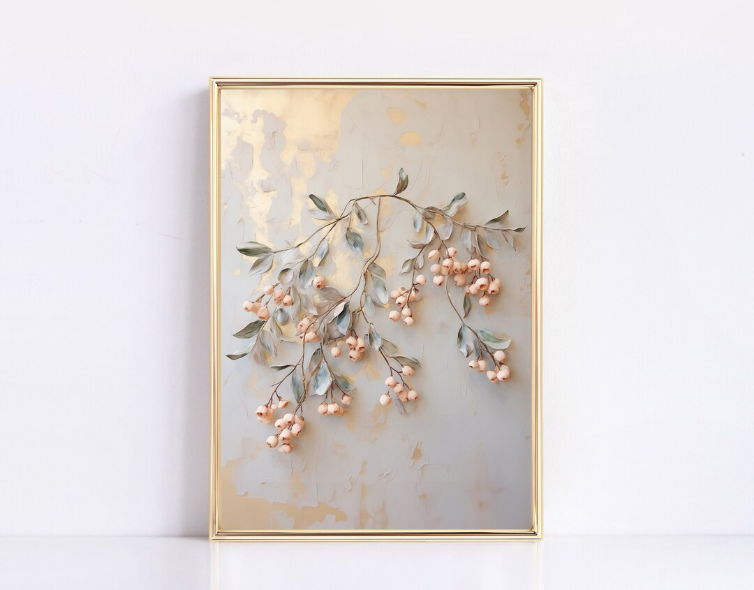 Pink Mistletoe Print Christmas Print Neutral Vintage Digital Print Christmas Decor Modern Vintage... | Etsy (US)