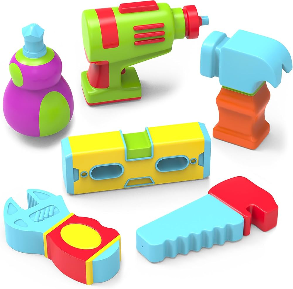 Tub Works® Tools™ Mold Free Bath Toys, 6 Pack | Sealed, No Hole Bath Toys Design Keeps Moistur... | Amazon (US)