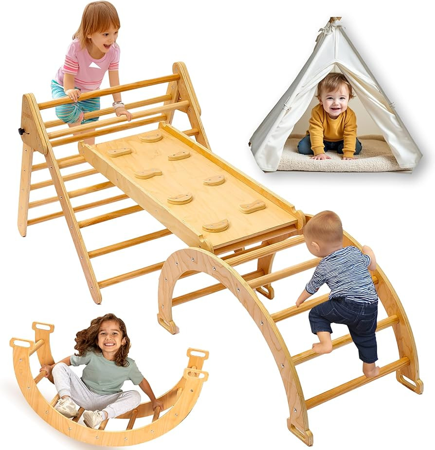 5 in 1 Pikler Triangle Set, Montessori Climbing Set, Toddler Climbing Toys Indoor Pickler 1-3 Pie... | Amazon (US)
