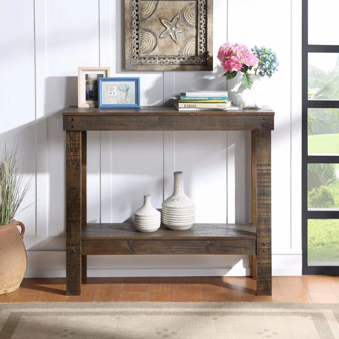 U_STYLE Rustic Sqaure Accent Entryway Table, 39 Inch, Dark Brown | Walmart (US)