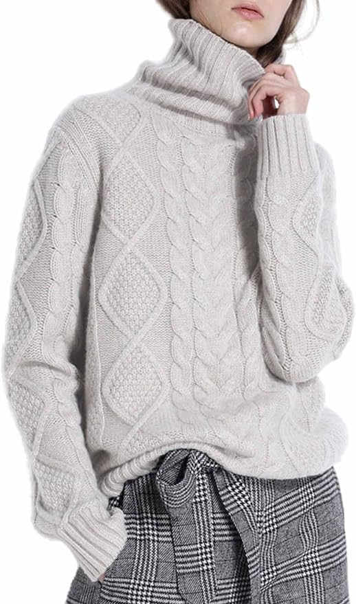 Wool Sweaters Women's Turtleneck Pullover Female Loose Long Sleeve Tops Winter Thick Knitted Jump... | Amazon (US)