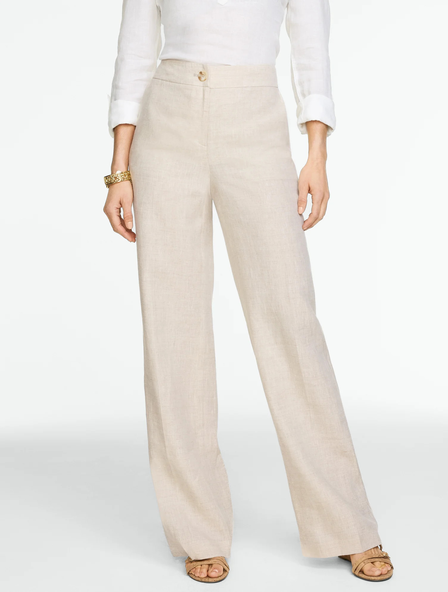 Linen Wide Leg Pants - Flax - 18 Talbots | Talbots