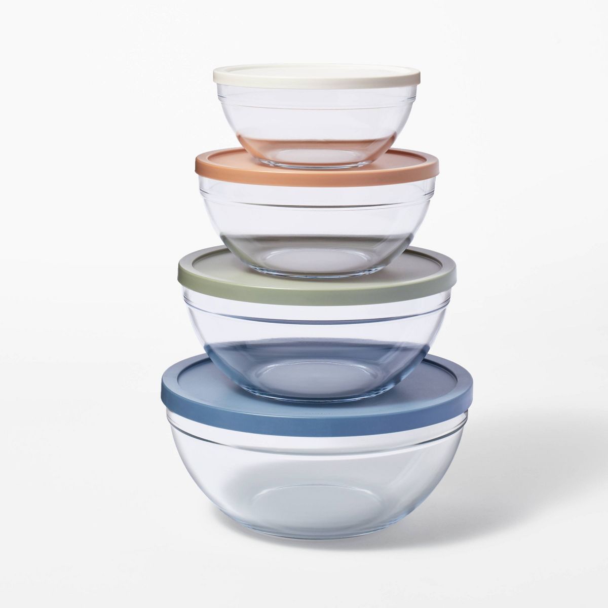 8pc Glass Set of 4 Mixing Bowls with Lids Clear - Figmint™ | Target