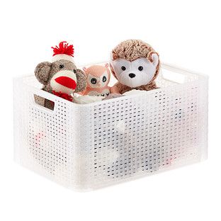 Curver Large Basketweave Bin Translucent | The Container Store