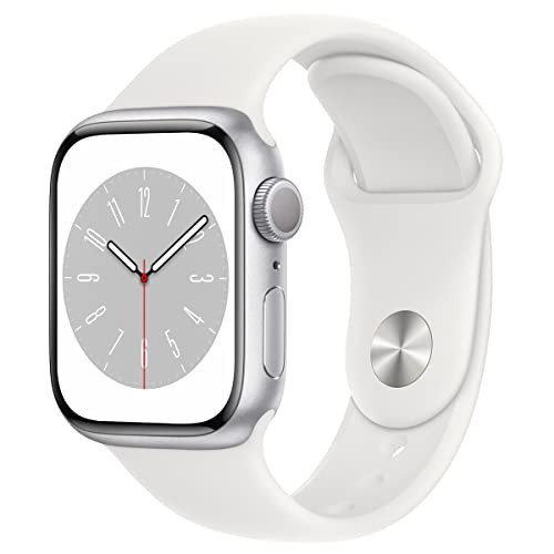 Apple Watch Series 8 [GPS, 41mm] - Silver Aluminum Case with White Sport Band - S/M (Renewed) | Amazon (US)