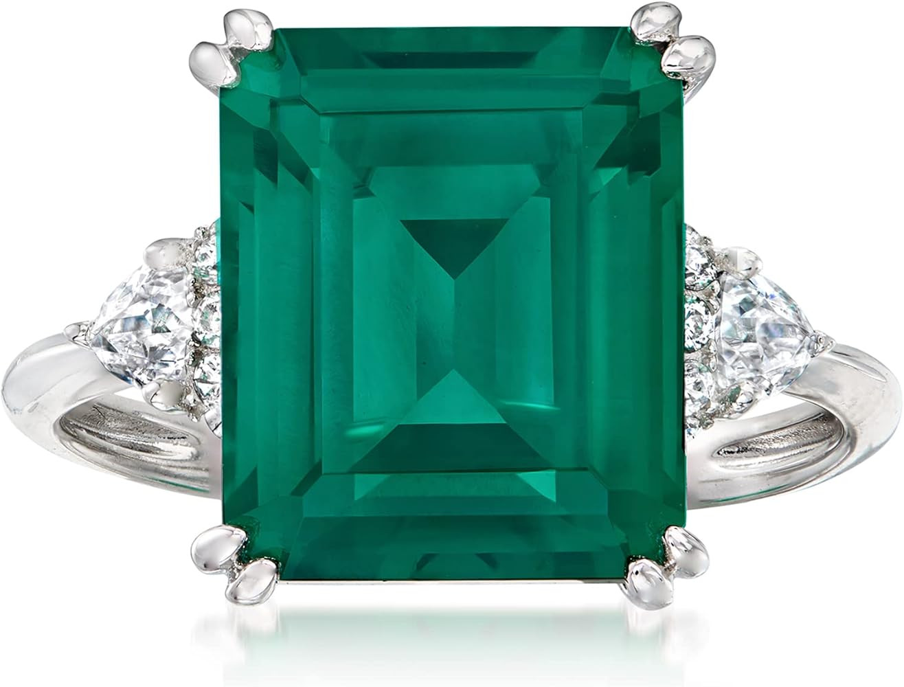 Ross-Simons 6.00 ct. t.w. Simulated Emerald and .19 ct. t.w. CZ Ring in Sterling Silver | Amazon (US)