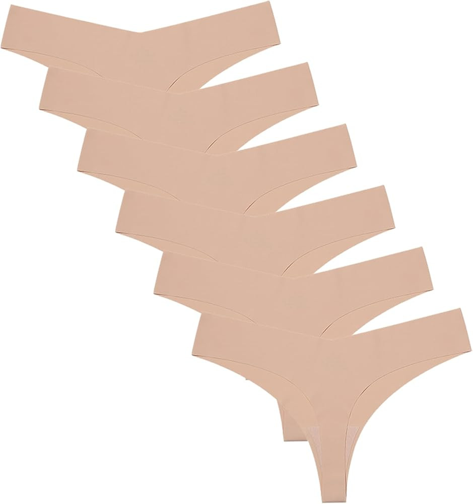 Wetopkim Seamless Thongs for Women, No Show Panties V-waisted Stretch Breathable, Seamless Thong ... | Amazon (US)