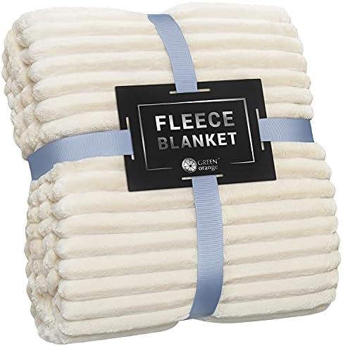GREEN ORANGE Fleece Blanket Queen Size – 90x90, Light Beige – Soft, Plush, Fluffy, Warm, Cozy – Perf | Amazon (US)