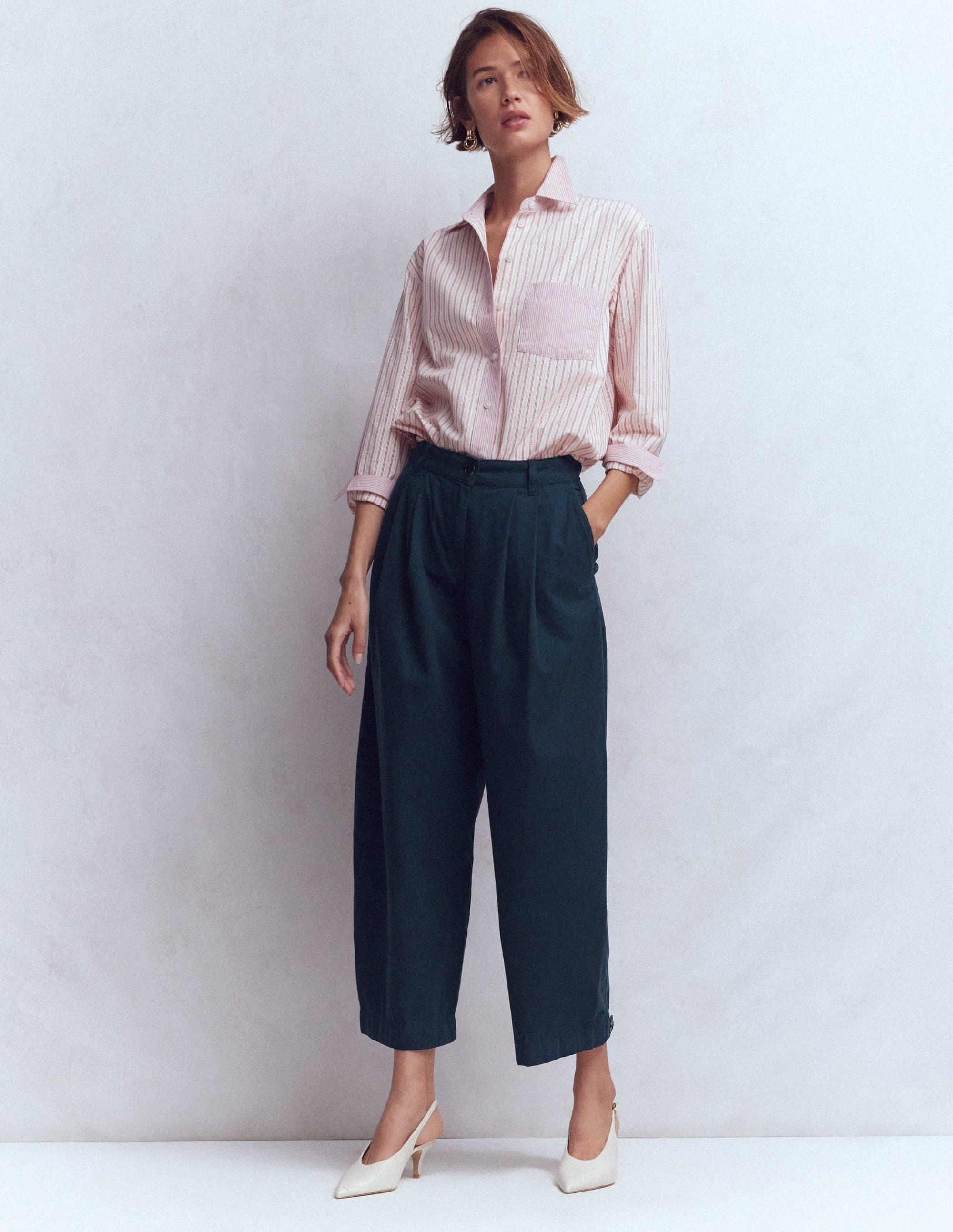 Pleat Barrel Leg Trousers
                    
                      
                        Sto... | Boden UK