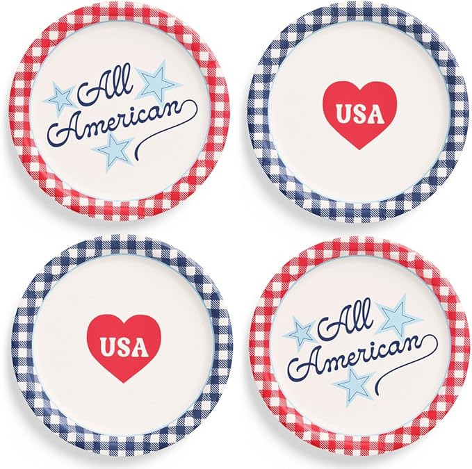 xo, Fetti All American USA Paper Plates | 24 pcs, 9" | 4th of July Tableware, Southern Bacheloret... | Amazon (US)