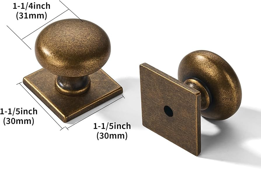 khtumeware 10 Pack 1-1/4 inch Backplate for Cabinet Knobs Antique Brass Drawer Hardware Vintage A... | Amazon (US)