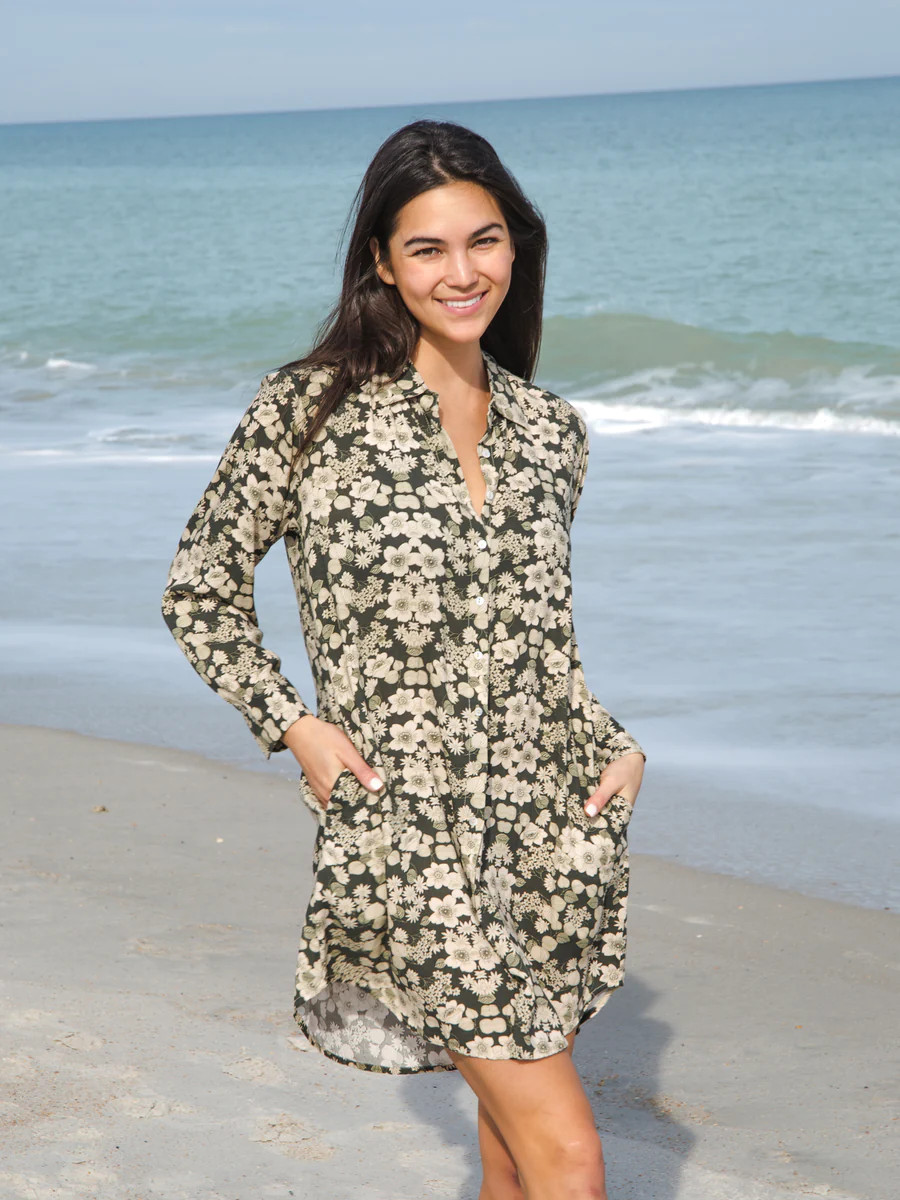 Georgia Shirt Dress - Black White Floral | Natural Life