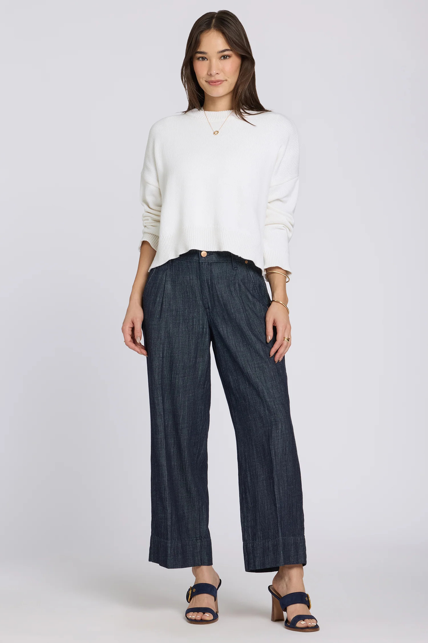 Teresa Wide Leg Ankle Jeans - Dark Indigo | NYDJ