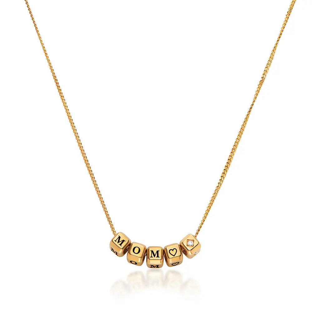 Little Loves Initial Cube Necklace in Gold Plating with 0.08CT Diamond | Theo Grace
