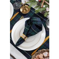 Blackwatch Plaid Napkins With Light Green Trim | Etsy (US)