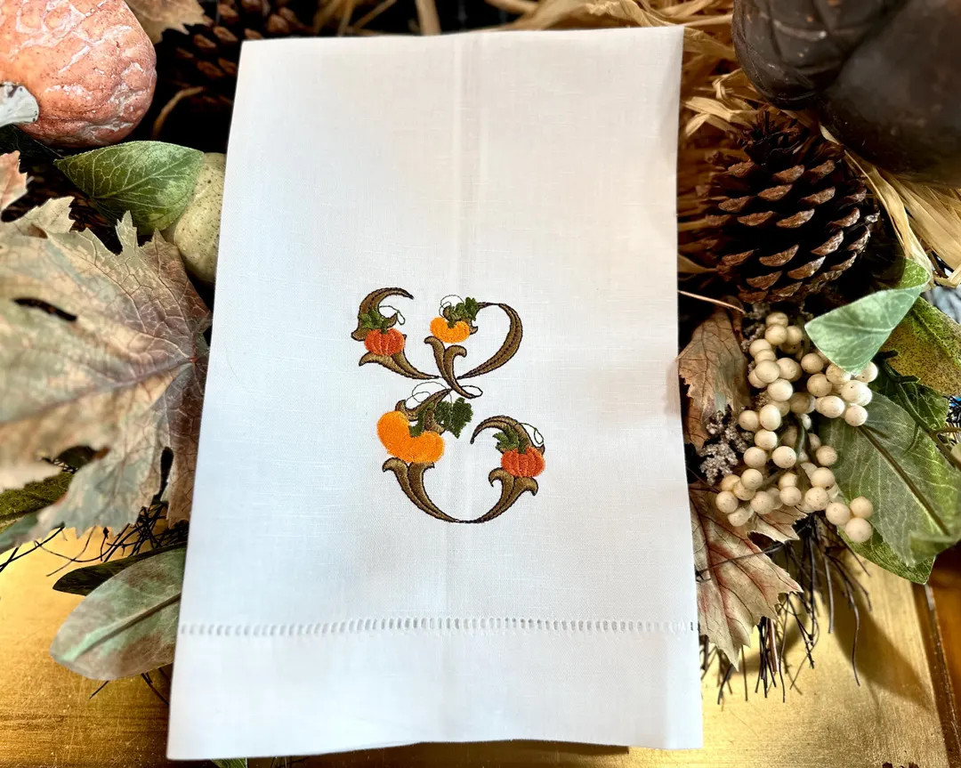 Fall Pumpkin Monogrammed Guest Towel | Thanksgiving Hostess Gift | Autumn Kitchen Decoration L Ne... | Etsy (US)