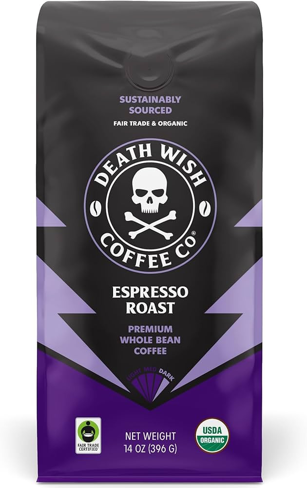 Death Wish Coffee Co. Whole Bean Espresso Roast - Organic, Fair Trade, Arabica and Robusta Coffee... | Amazon (US)
