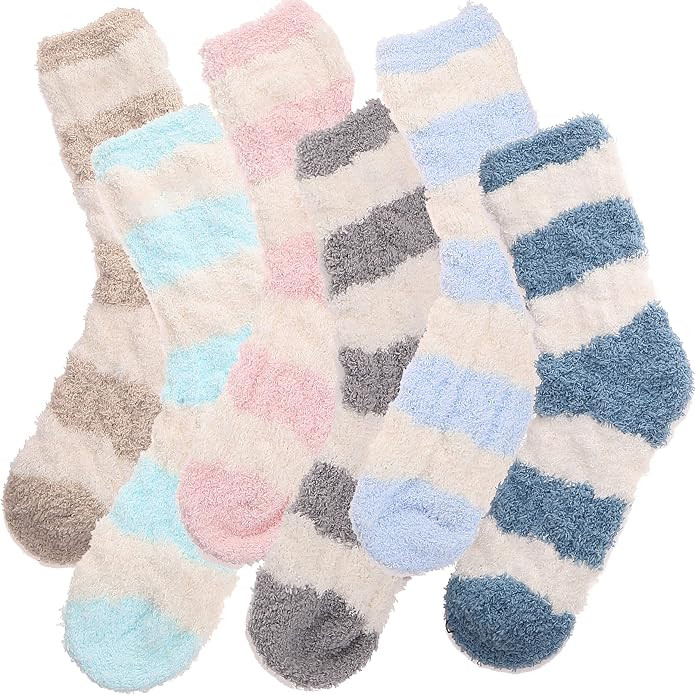 Womens Fuzzy Socks Fleece Fluffy Cabin Plush Warm Sleep Soft Cozy Winter Adult Slipper Socks | Amazon (US)