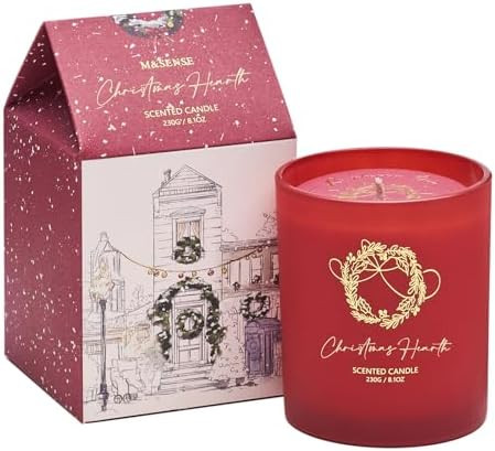 M&SENSE Christmas Holiday Candle - Christmas Hearth Scent, 8.1oz Soy Wax, Ideal Winter Home Decor... | Amazon (US)