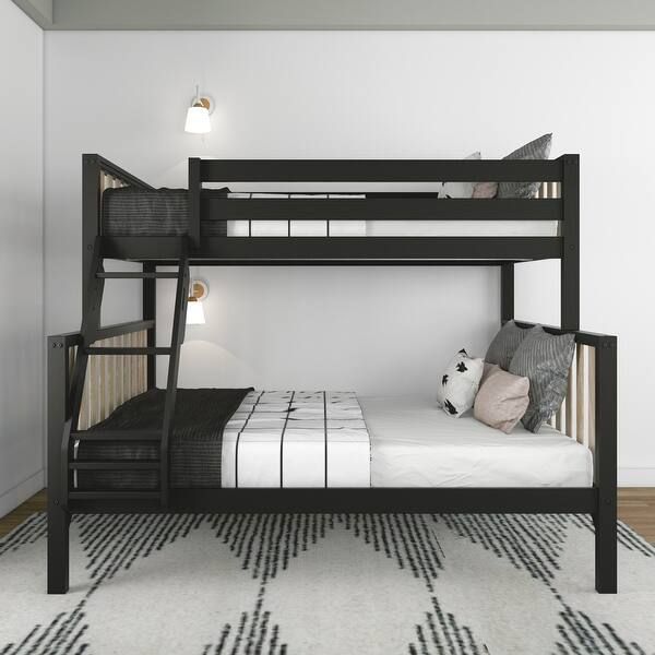 Max and Lily Scandinavian Twin over Full Bunk Bed - Black/Blonde | Bed Bath & Beyond