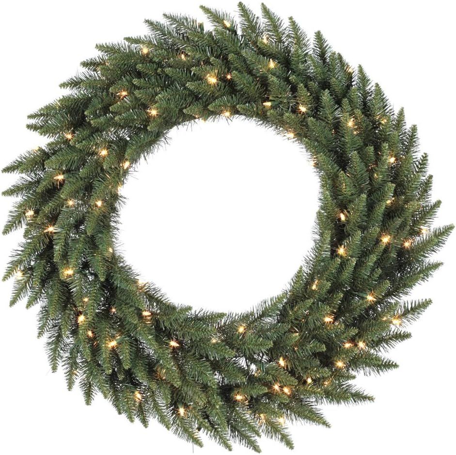 Vickerman 48" Camdon Fir Artificial Christmas Wreath, Warm White LED Mini Lights - Faux Holiday W... | Amazon (US)