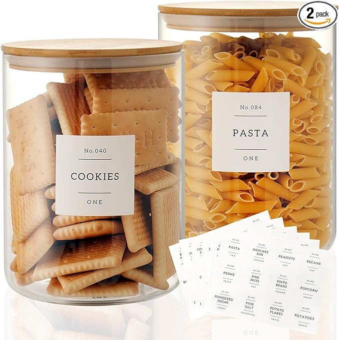 CZZGSM Set of 2 Large Glass Flour and Sugar Containers - 100 Fl oz Thicken Glass Storage Jars wit... | Amazon (US)