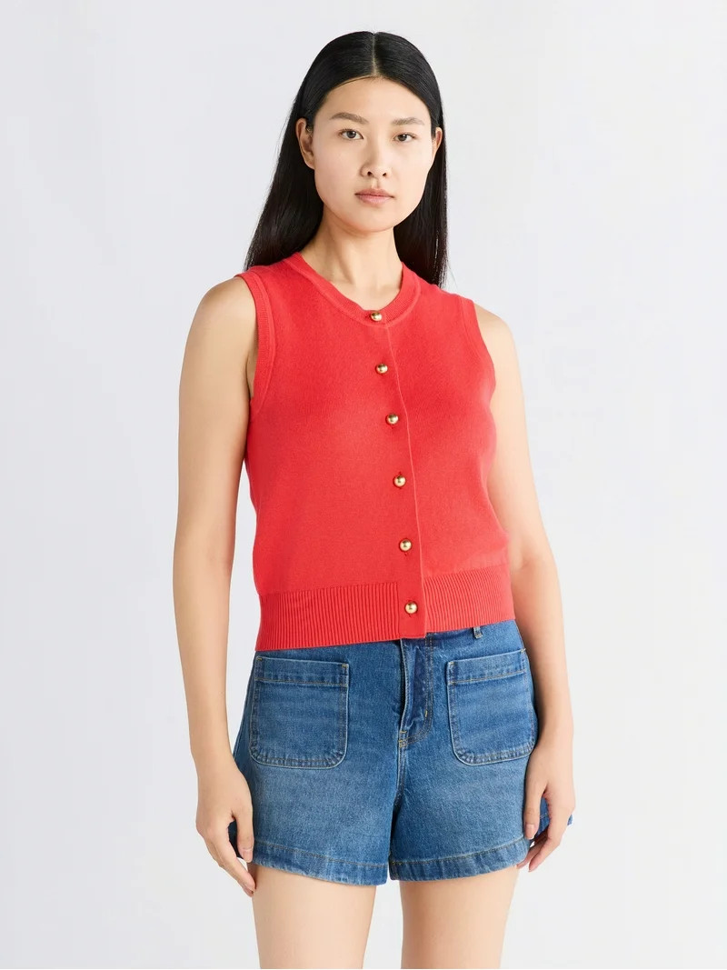 Free Assembly Women's Sleeveless Cardigan Sweater, Lightweight, Size XS-2XL | Walmart (US)