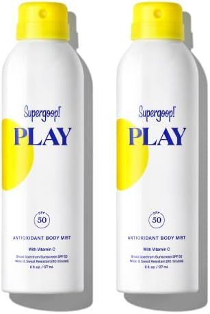 Supergoop! PLAY SPF 50 Antioxidant-Infused Body Mist w/ Vitamin C, 6 fl oz - 2 Pack - Reef-Friendly, | Amazon (US)
