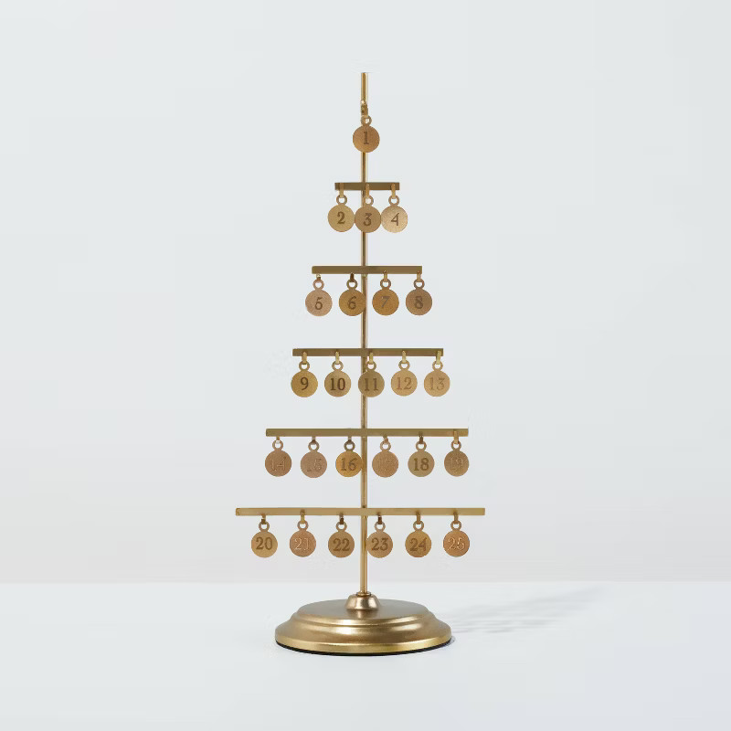 15.5" Metal Christmas Advent Calendar Tree with Charms Brass Finish - Hearth & Hand™... | Target