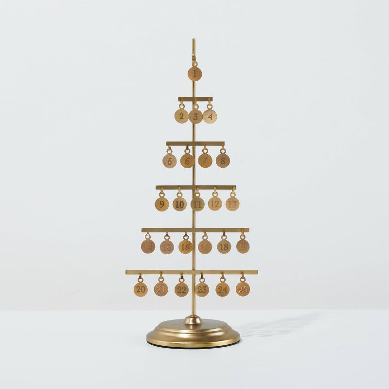 15.5" Metal Christmas Advent Calendar Tree with Charms Brass Finish - Hearth & Hand™ with Magno... | Target