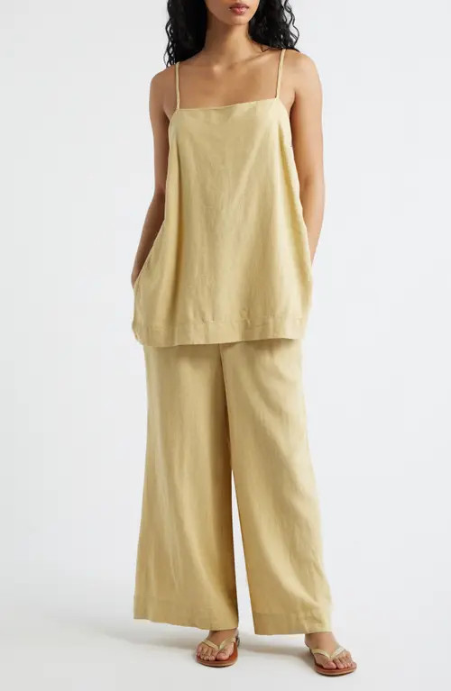 Free People Sightseer Longline Square Neck Top & Wide Leg Pants Set in Pampas at Nordstrom, Size Medium | Nordstrom