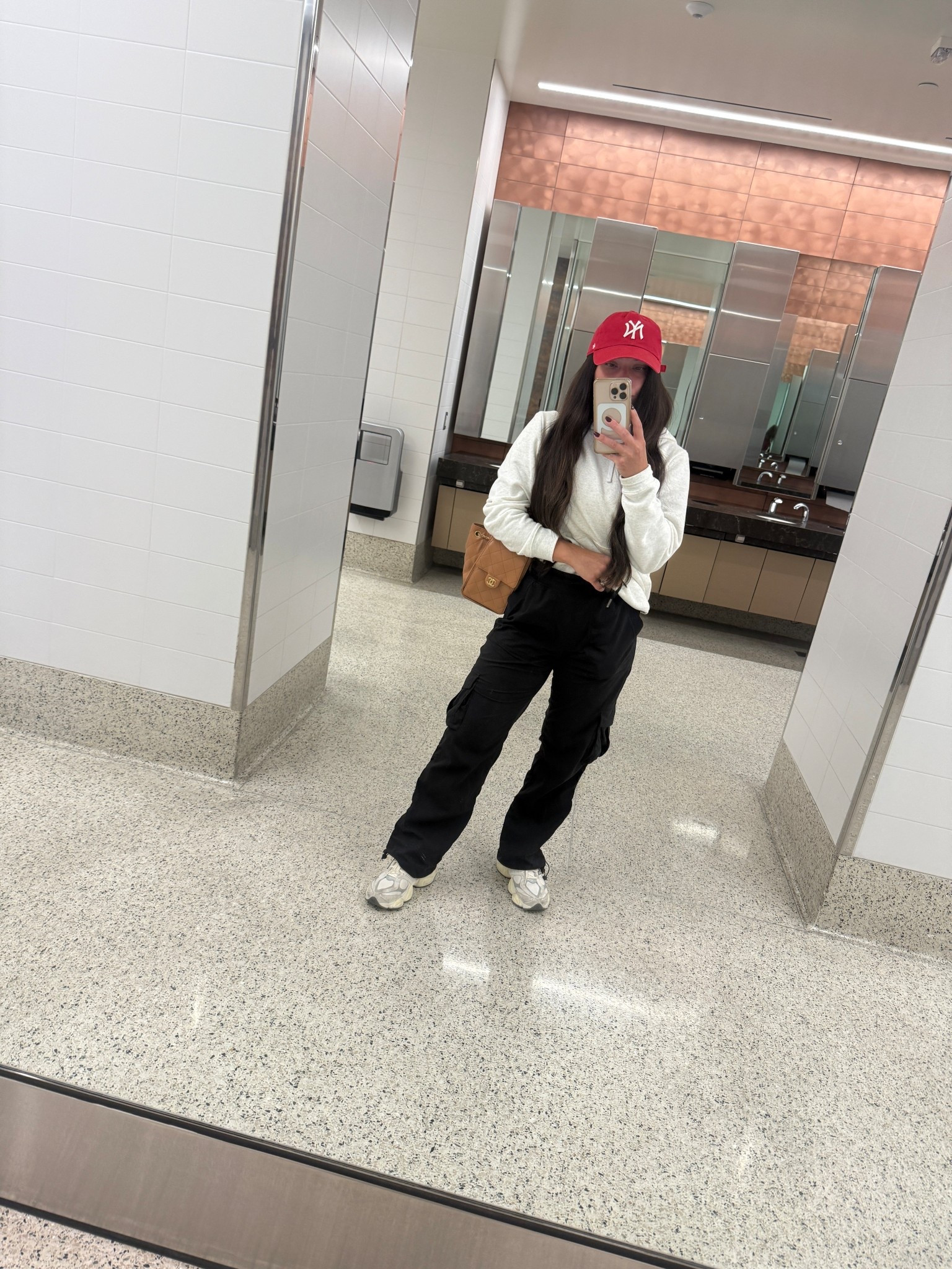 Travel outfit. I’m all about layers and always wear long pants. The studio cargo is super cute and I wear an xs. They are oversized. I picked up this sweatshirt here because I forgot mjne! I am wearing a large and it’s so soft! Got this bag early in the season. It was a splurge but I would go into a Chanel store if you don’t have an SA yet because the new releases just launched. 

#LTKHome #LTKSeasonal #LTKTravel