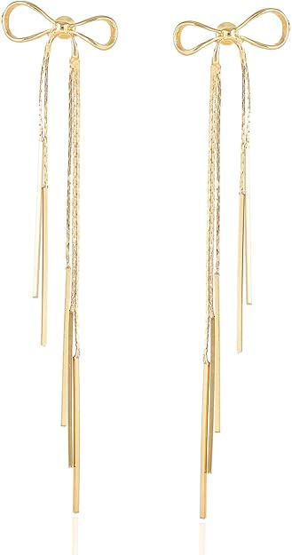 Stylish Bow Earrings for Women - Trendy Gold Drop Dangle Earrings, Gold Silver Heart Bowknot Jewe... | Amazon (US)