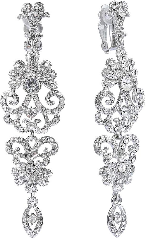 mecresh Gold/Silver Rhinestone Chandelier Wedding Bridal Dangle Earrings | Amazon (US)