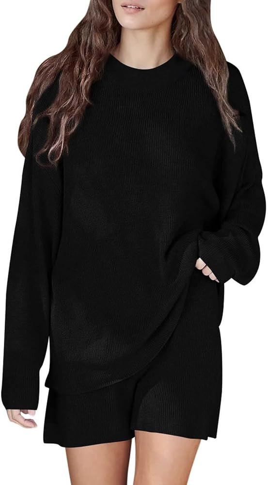 Viottiset Women's 2 Piece Loungewear Set Outfits with Shorts Sweater Lounge Set Pajama Set-Womens... | Amazon (US)