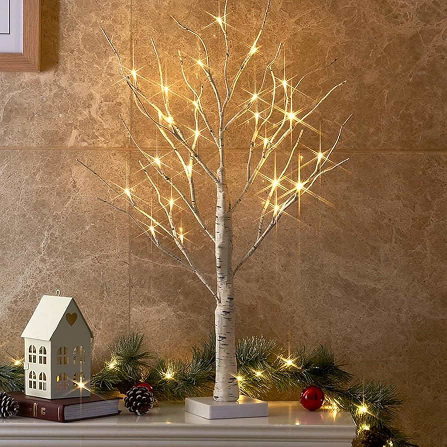 Vanthylit Lighted Tree, White Birch Tree with LED Lights, Prelit Artificial Tree with Timer, Cent... | Amazon (US)