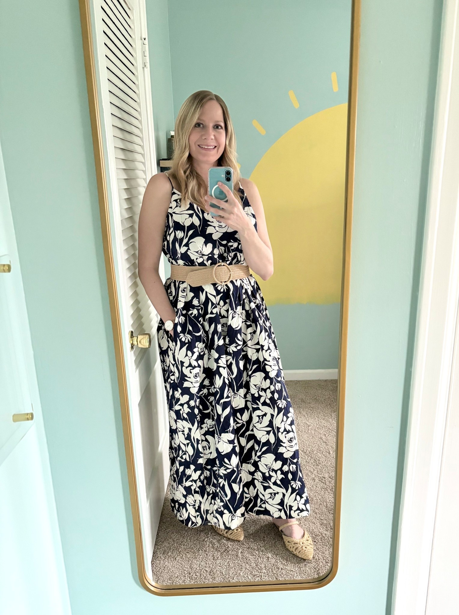 If you need a dress as a bridal shower guest, girls lunch or dinner, a cute flowy summer dress option or even a vacay dress, this is it! Its seersucker material is so comfy and it’s light enough to keep you cool in high temps. I love the floral print and paired it with a belt to make it less potato-sacky. It also comes in white and black (pink is sold out). At just $35, it makes it a really affordable option! 

#LTKTravel #LTKOver40 #LTKFindsUnder50
