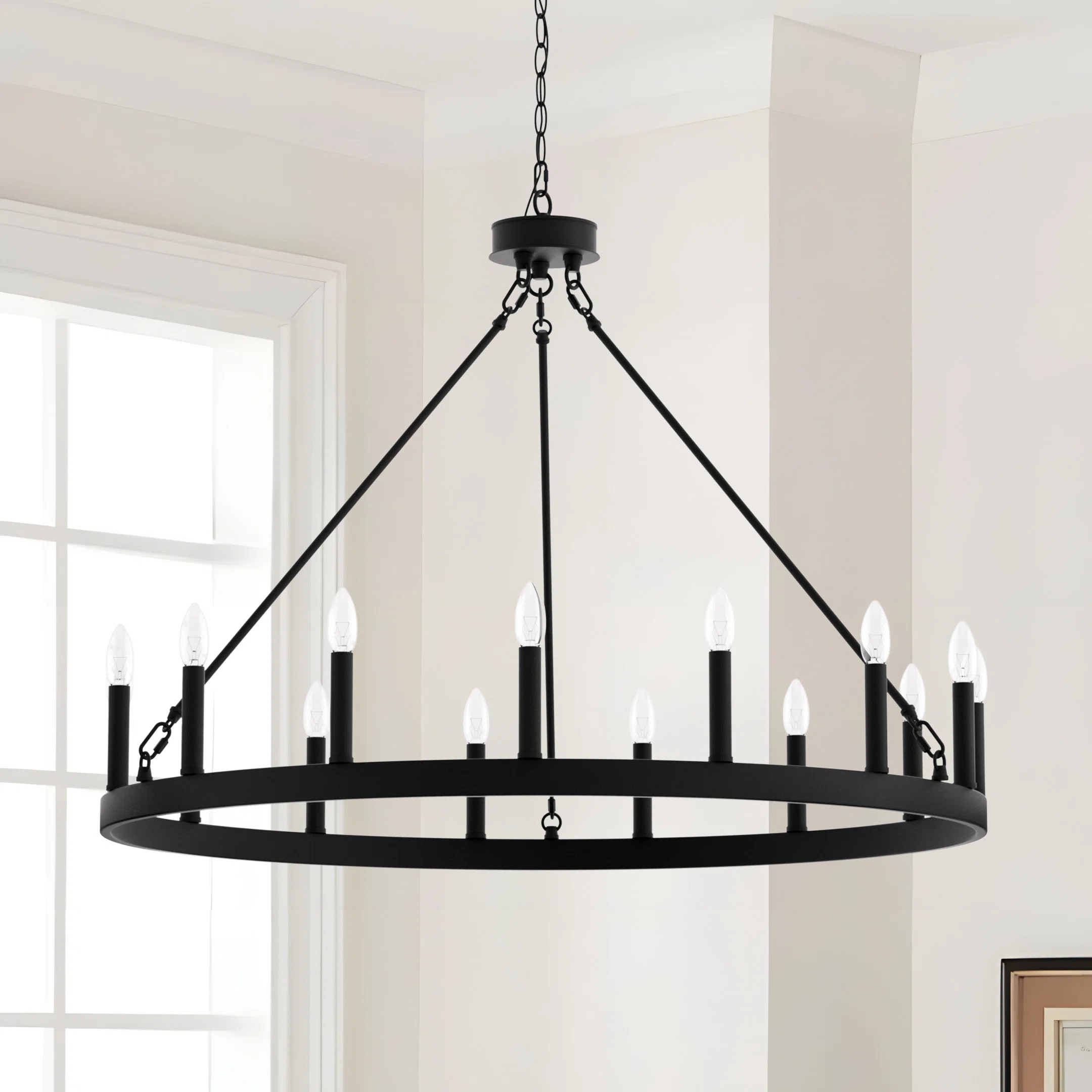 Beck 15 - Light Living Room Steel Dimmable Wagon Wheel Chandelier | Wayfair North America