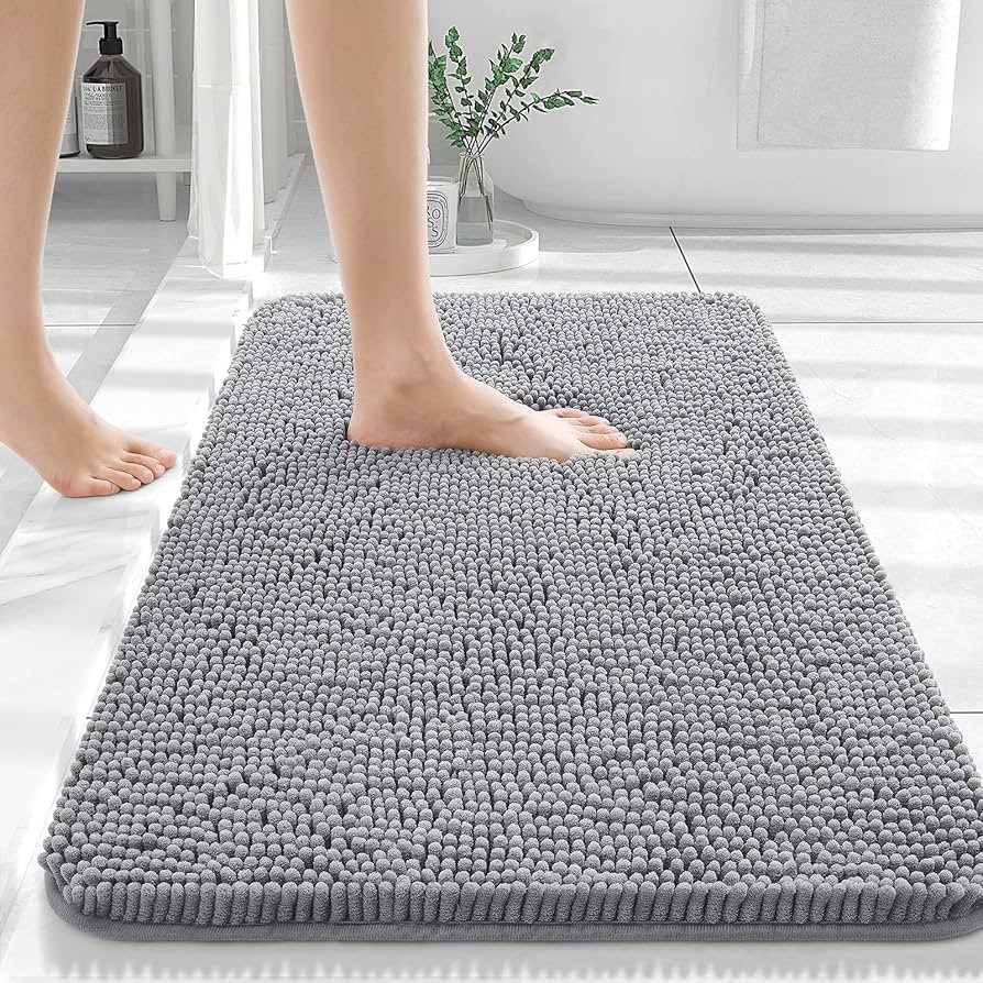 OLANLY Bathroom Rugs 30x20, Extra Soft Absorbent Chenille Bath Rugs, Rubber Backing Quick Dry, Ma... | Amazon (US)