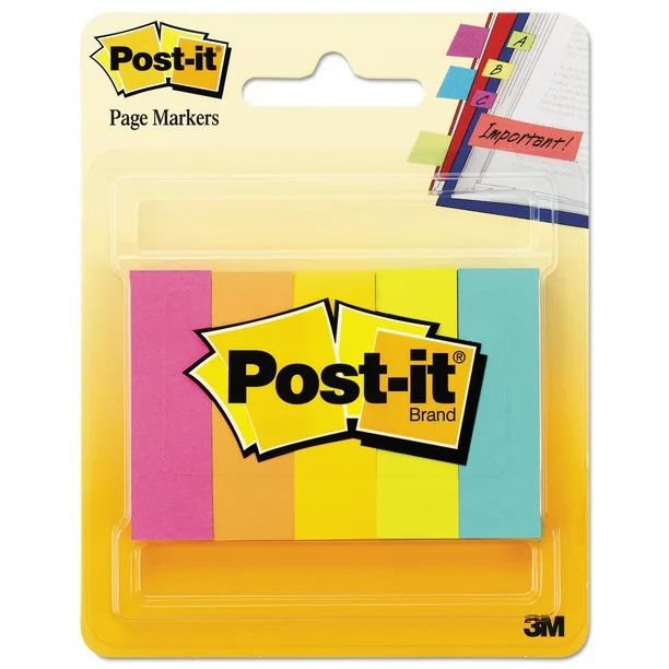 Post-it Page Flag Markers, Assorted Colors, 1/2" x 2", 5 Pads - Walmart.com | Walmart (US)