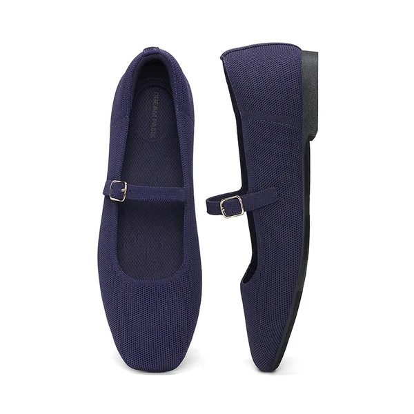 Ascenelle Women's Mary Jane Flats with Buckle Strap Knit Edition | Dream Pairs