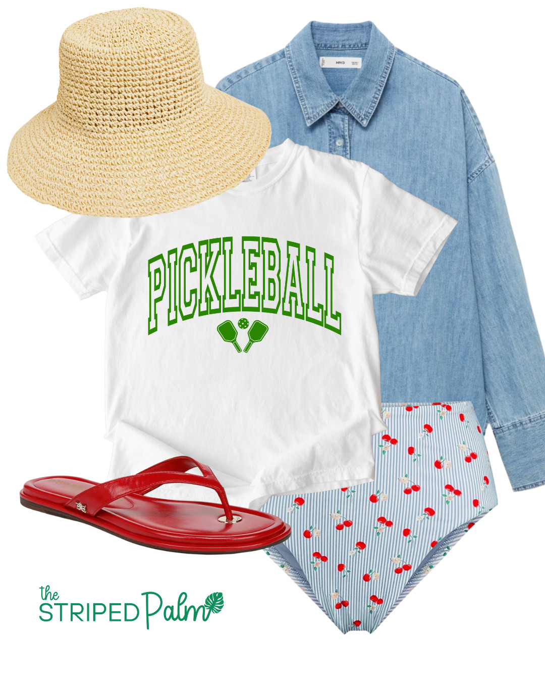 sand, salt, repeat 🌊
This one’s for the dreamers who keep sunscreen in their tote and tide maps in their soul.
Cute Pickleball Club tee tossed over cherry bikini bottoms, plus an oversized chambray shirt that doubles as a beach breeze shield.

Add a floppy bucket hat, flip-flops, and a polaroid in your pocket.
The vibe? Seaside sporty with a splash of preppy nostalgia 🍒🏖️

Shop the shoreline look ⛱️ 

 #LTKSummerEdit #LTKStyleTip #LTKTravel