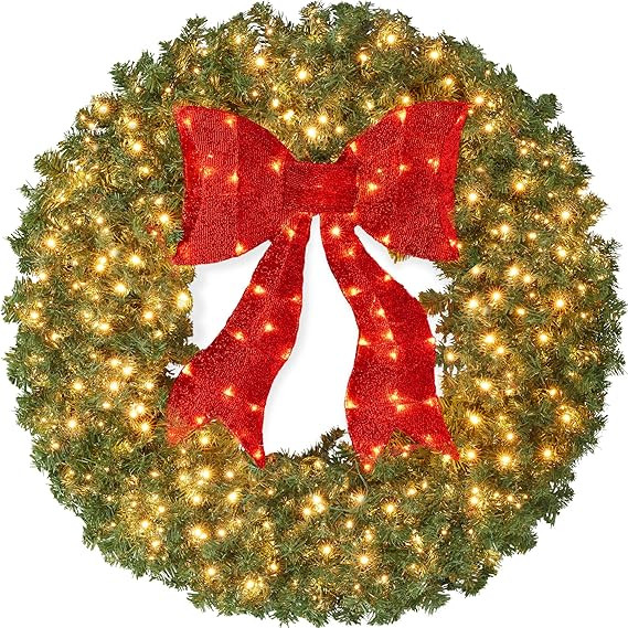 Best Choice Products 48in Large Artificial Pre-Lit Fir Christmas Wreath Holiday Accent Decoration... | Amazon (US)