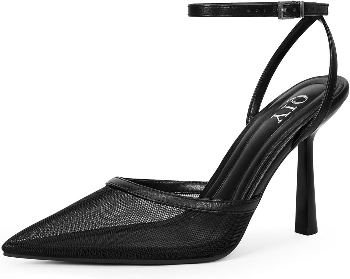 Closed Toe Ankle Strap Heels Women Pumps Pointed Toe Heeled Sandals for Women Stiletto Wedding Dr... | Amazon (US)