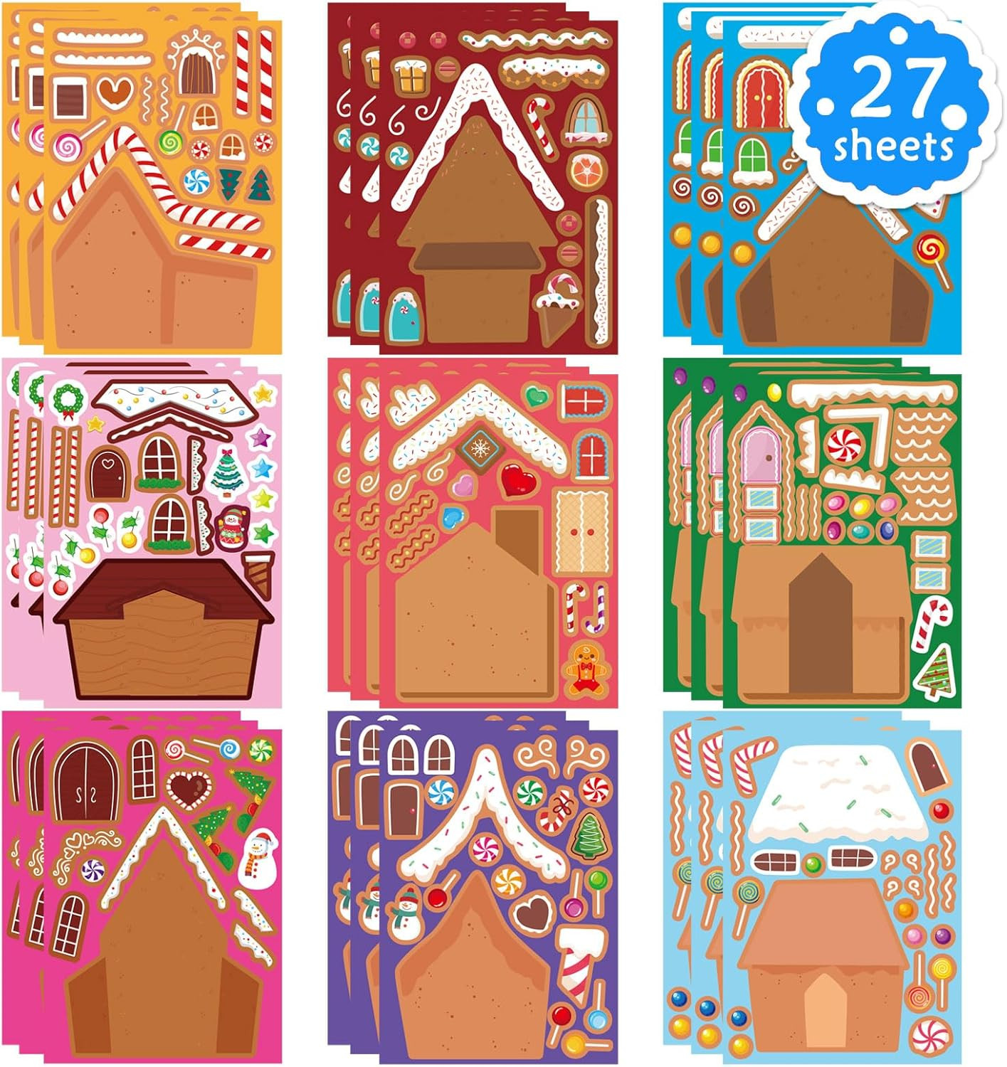 Make a Gingerbread House Stickers 27 PCS Make Your Own Stickers Christmas Crafts for Kids DIY Gin... | Amazon (US)