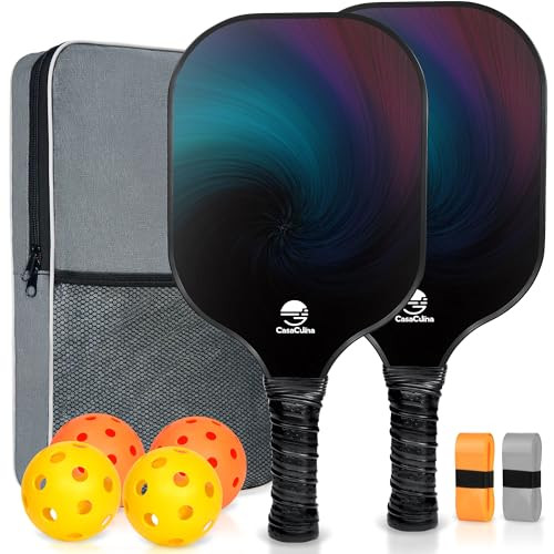 CasaCulina Pickleball Paddles Set of 2, USAPA Approved Lightweight Pickleball Rackets, Pickleball Set of 2 Fiberglass Pickle Ball Paddles,4 Pickleball Balls,1 Pickleball Bag (Blackgradient) | Amazon (US)