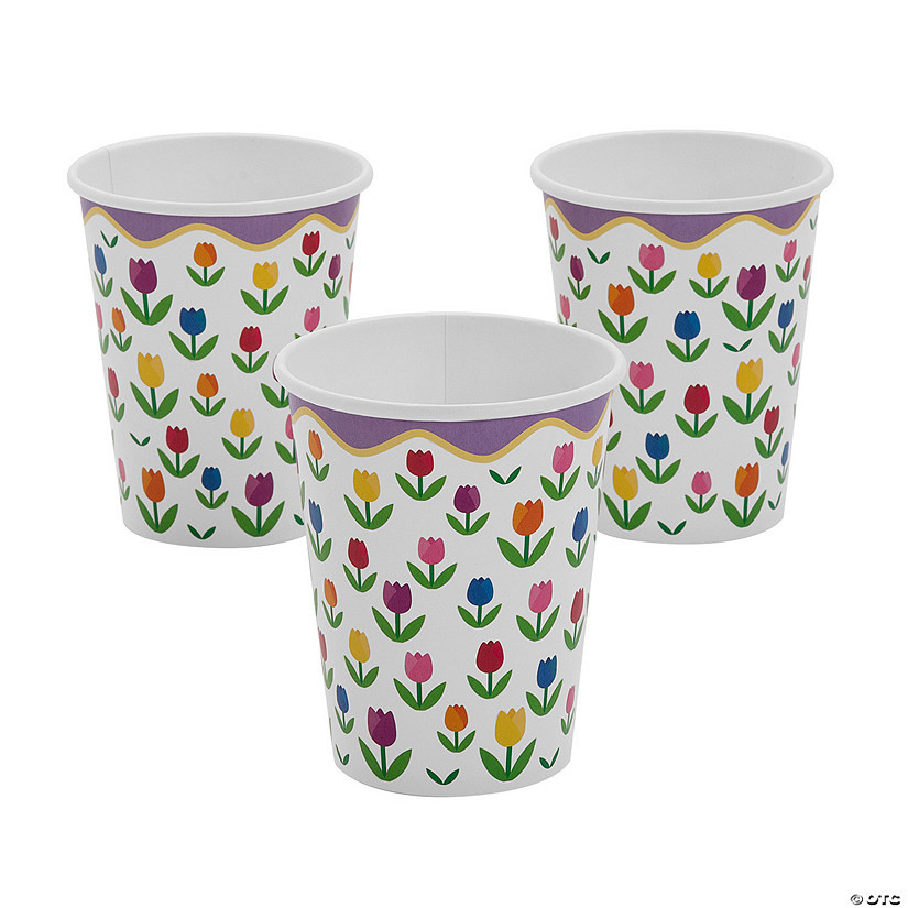 9 oz. Bright Mother’s Day Colored Roses Disposable Paper Cups - 8 Ct. | Oriental Trading Company