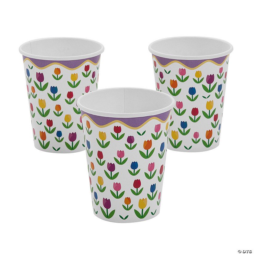 9 oz. Bright Mother’s Day Colored Roses Disposable Paper Cups - 8 Ct. | Oriental Trading Company