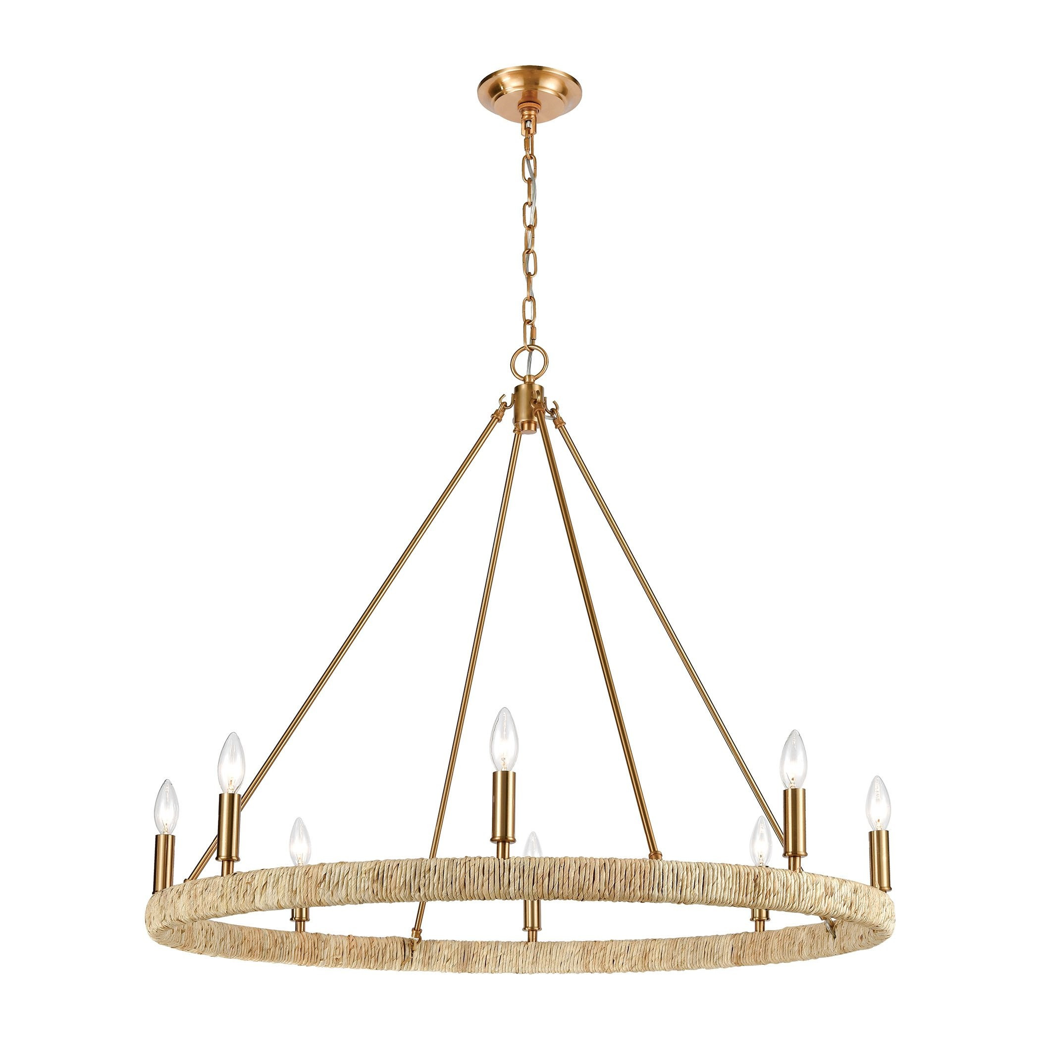 Abaca 8-Light Chandelier in Satin Brass | Burke Decor