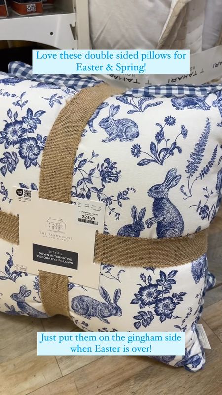 How cute are these new blue and white throw pillows for Easter & Spring?! Plus you can just turn them around to the pretty gingham side when Easter is over and use them all summer long! 😍🙌🏻 Nice large size too!

#LTKfindsunder50 #LTKVideo #LTKhome